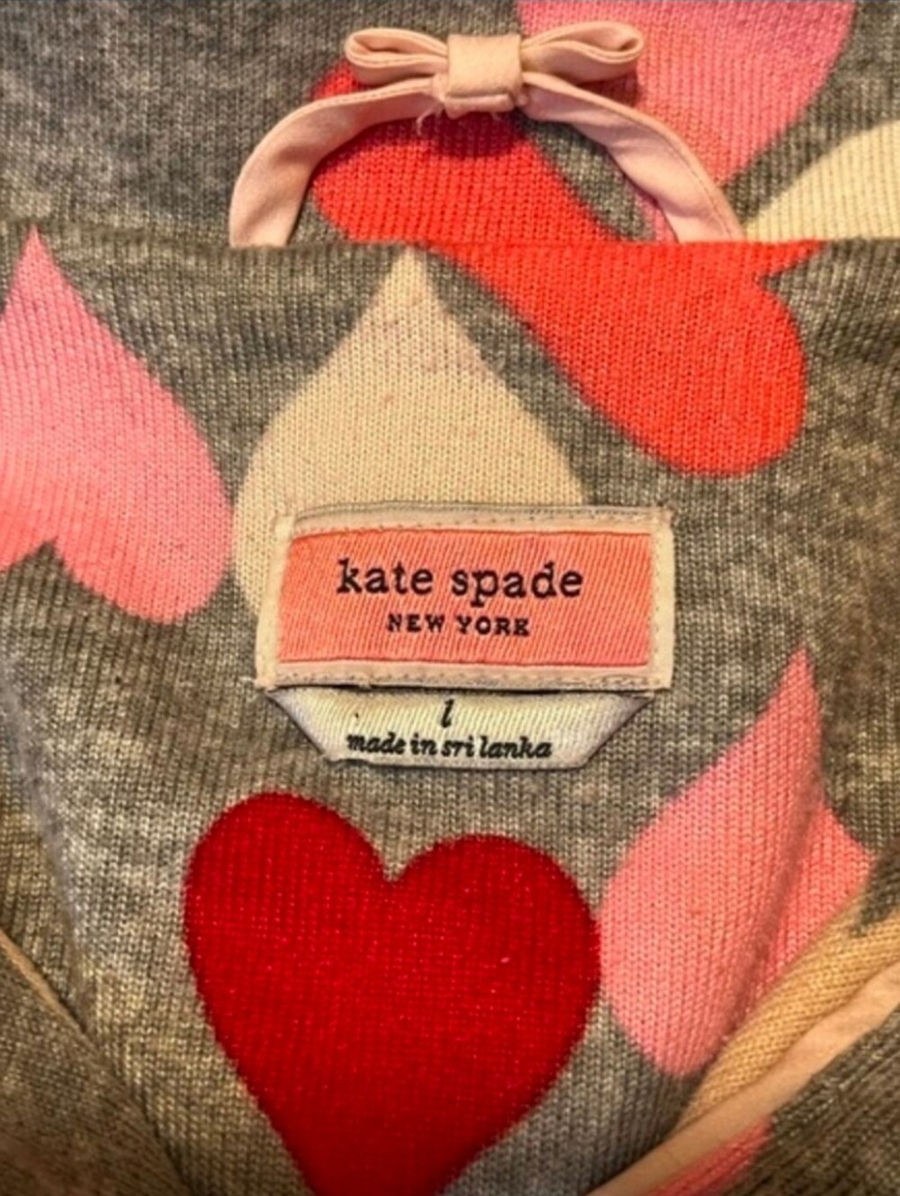 Kate Spade New York Heart & Spade 2pc Pajama Set Grey And Pink Size Large - Picture 15 of 16